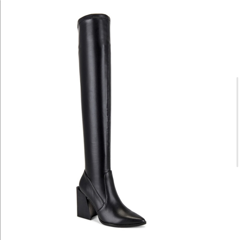 STIVE MADDEN Black Leather Over-the-Knee Boots Size 8